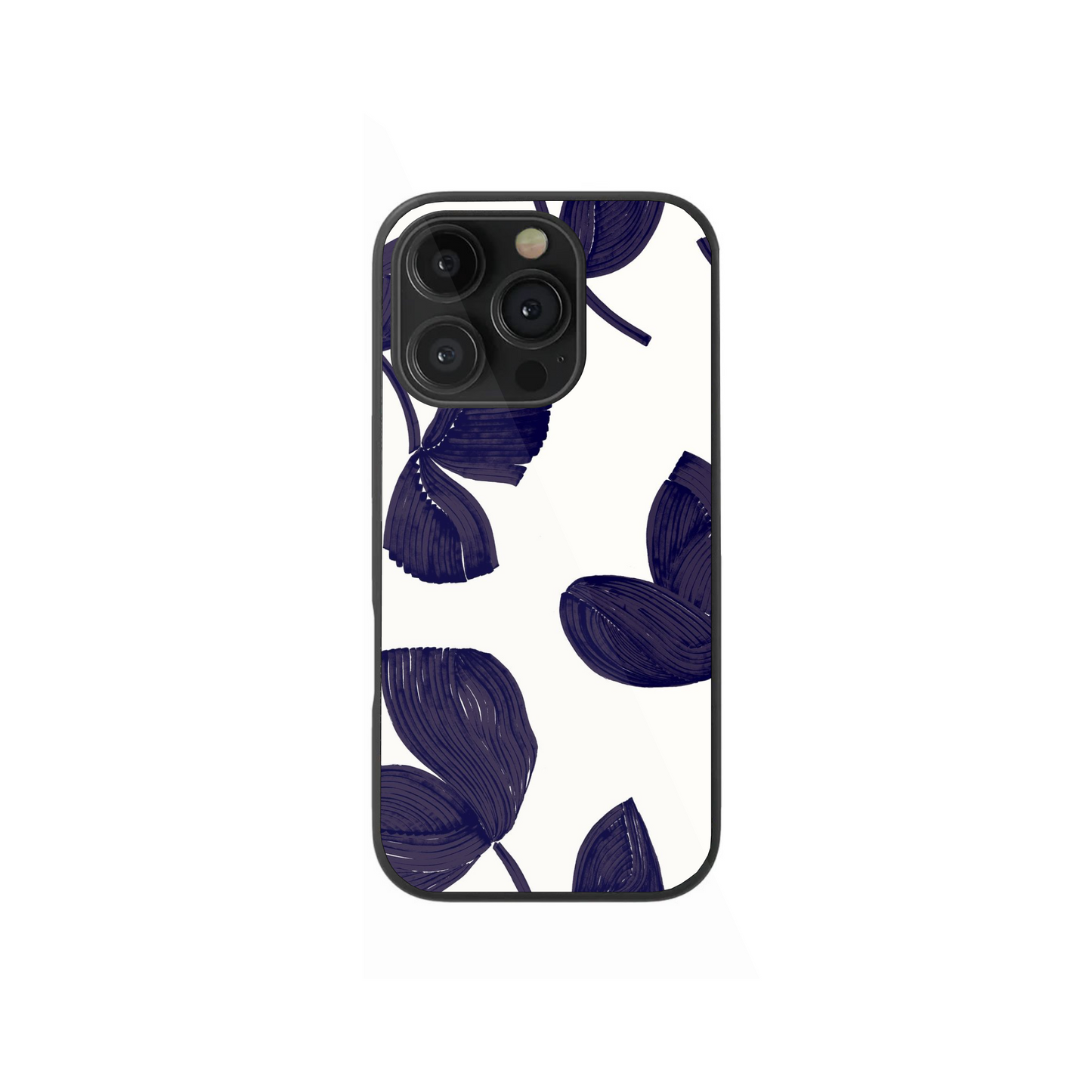 Navy Brushstroke Leaves Phone Case