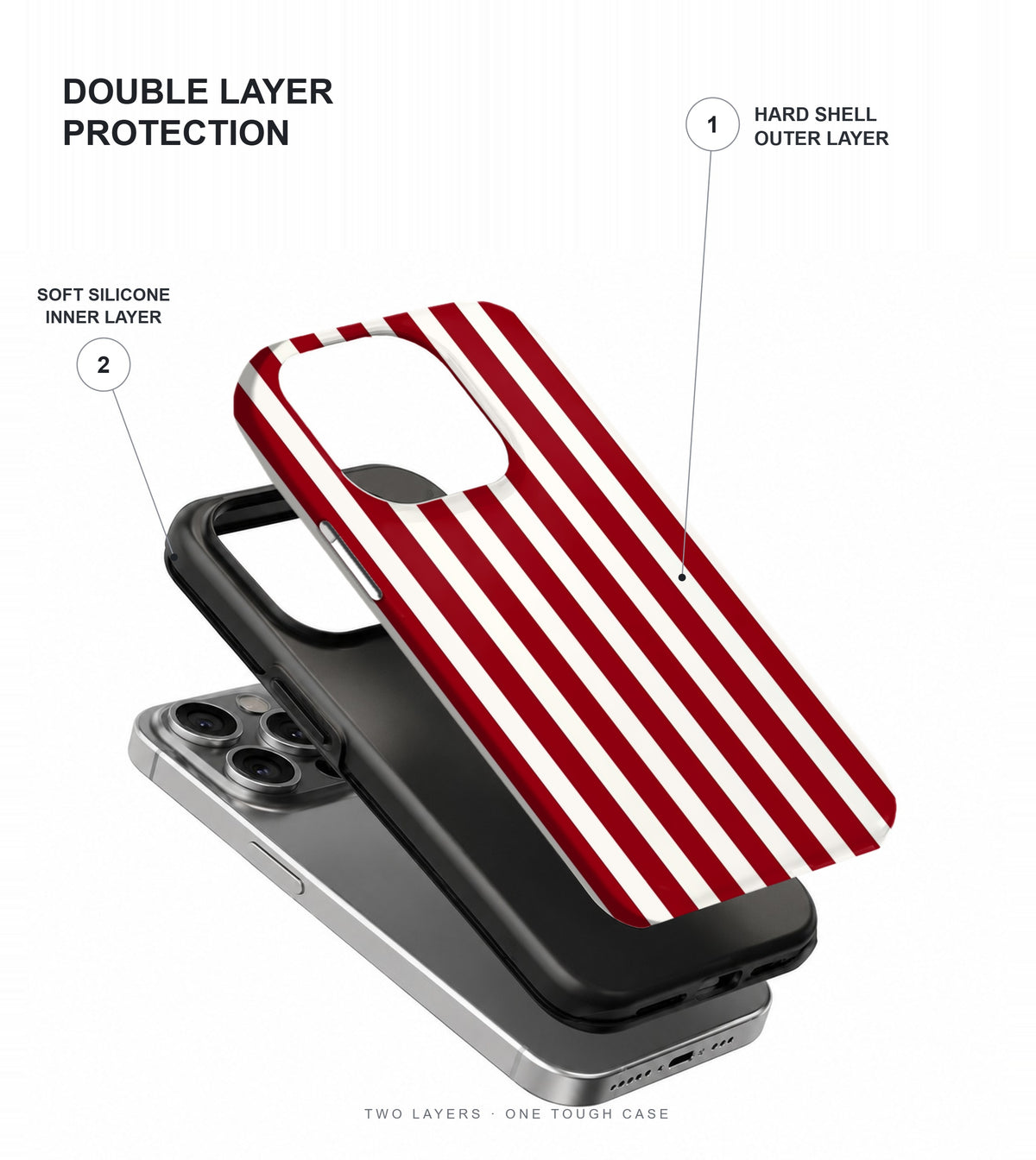 Red Candy Stripe Phone Case double layer protection