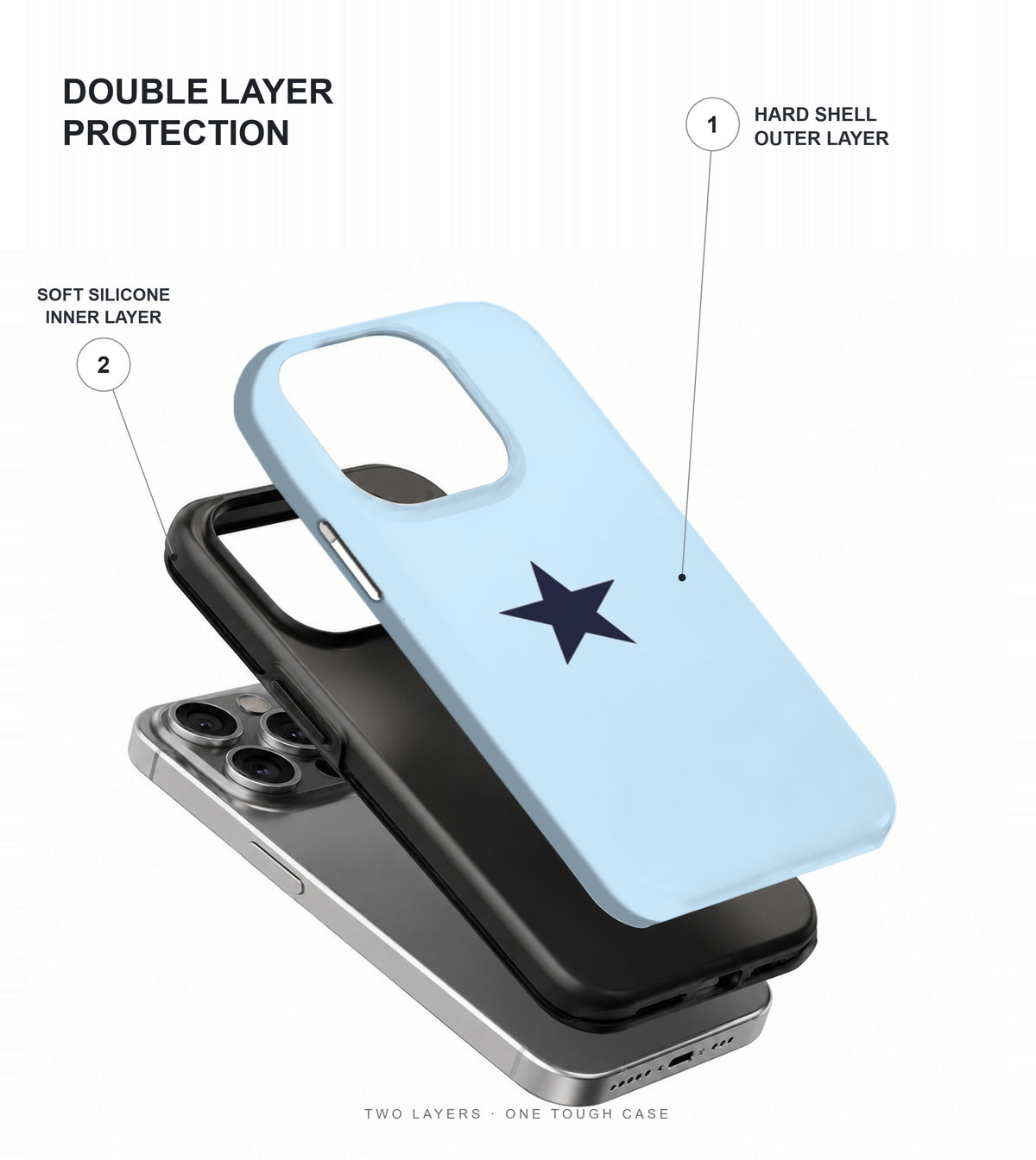 Sky Blue Star Phone Case double layer protection
