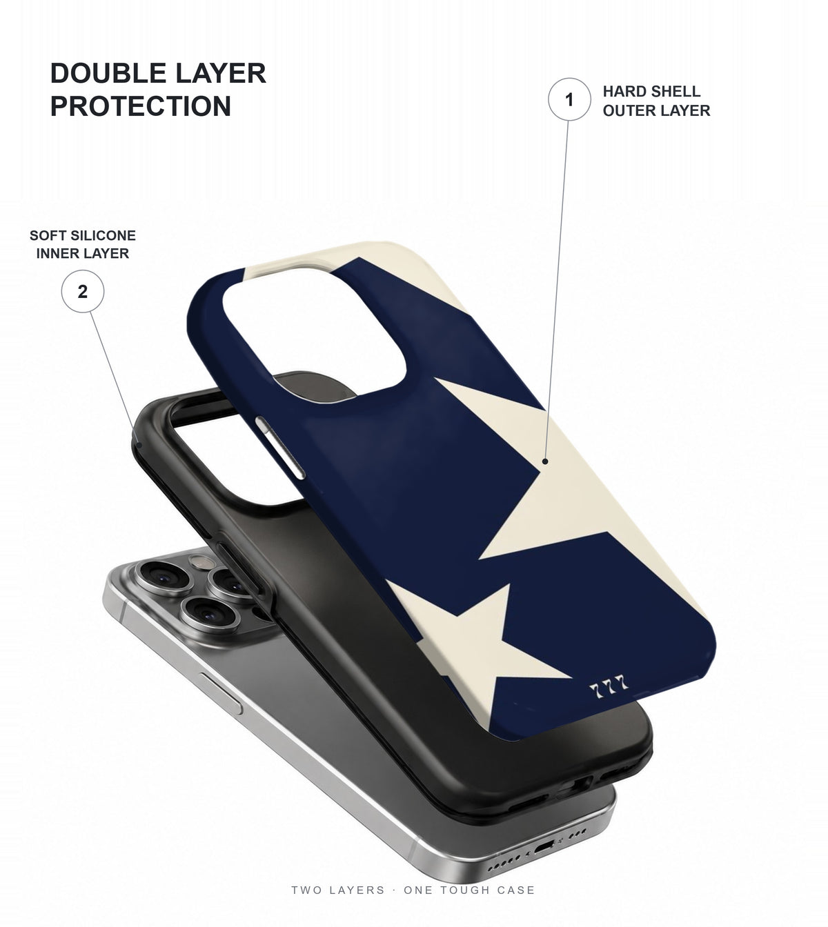Navy Star Phone Case double layer protection