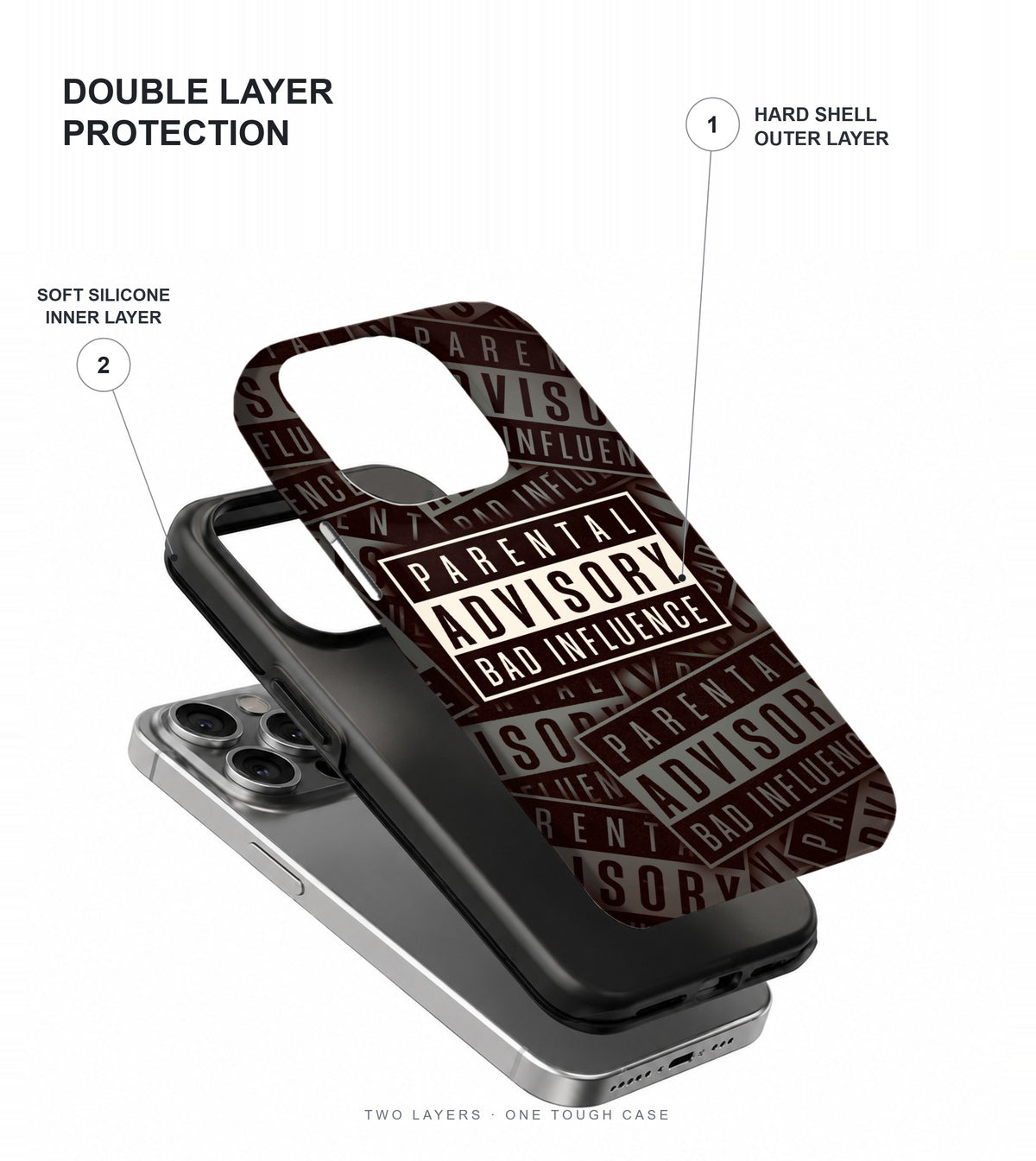 Bad Influence Warning Label Phone Case double layer protection