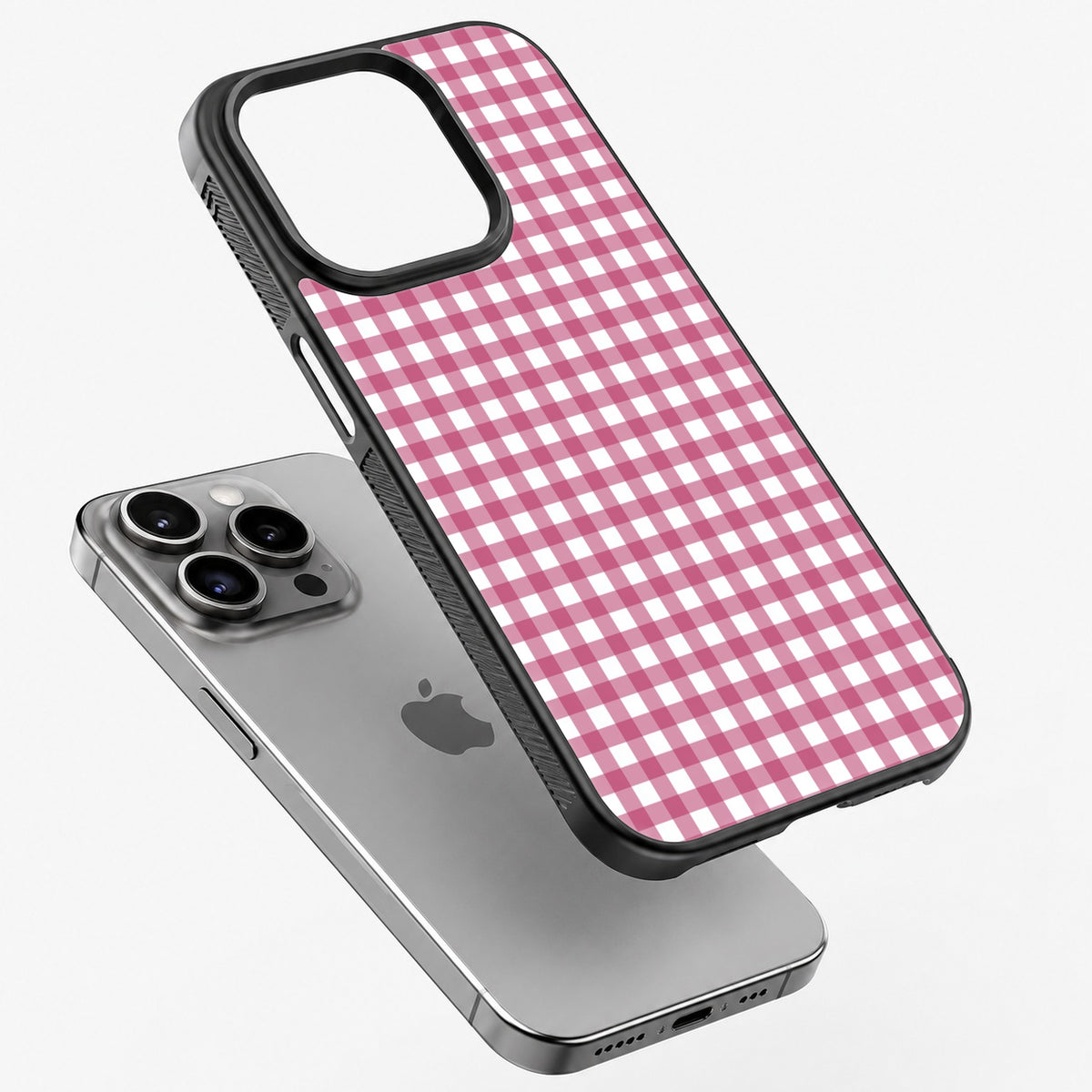 Pink Gingham - Bumper Glass Case