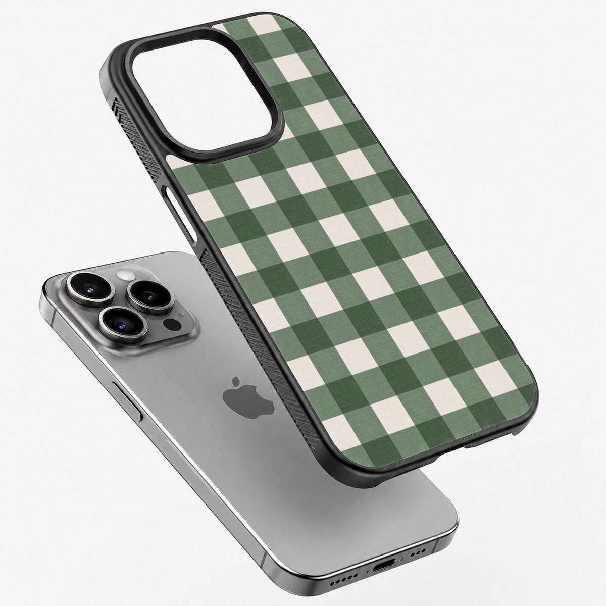 Sage Gingham - Bumper Glass Case