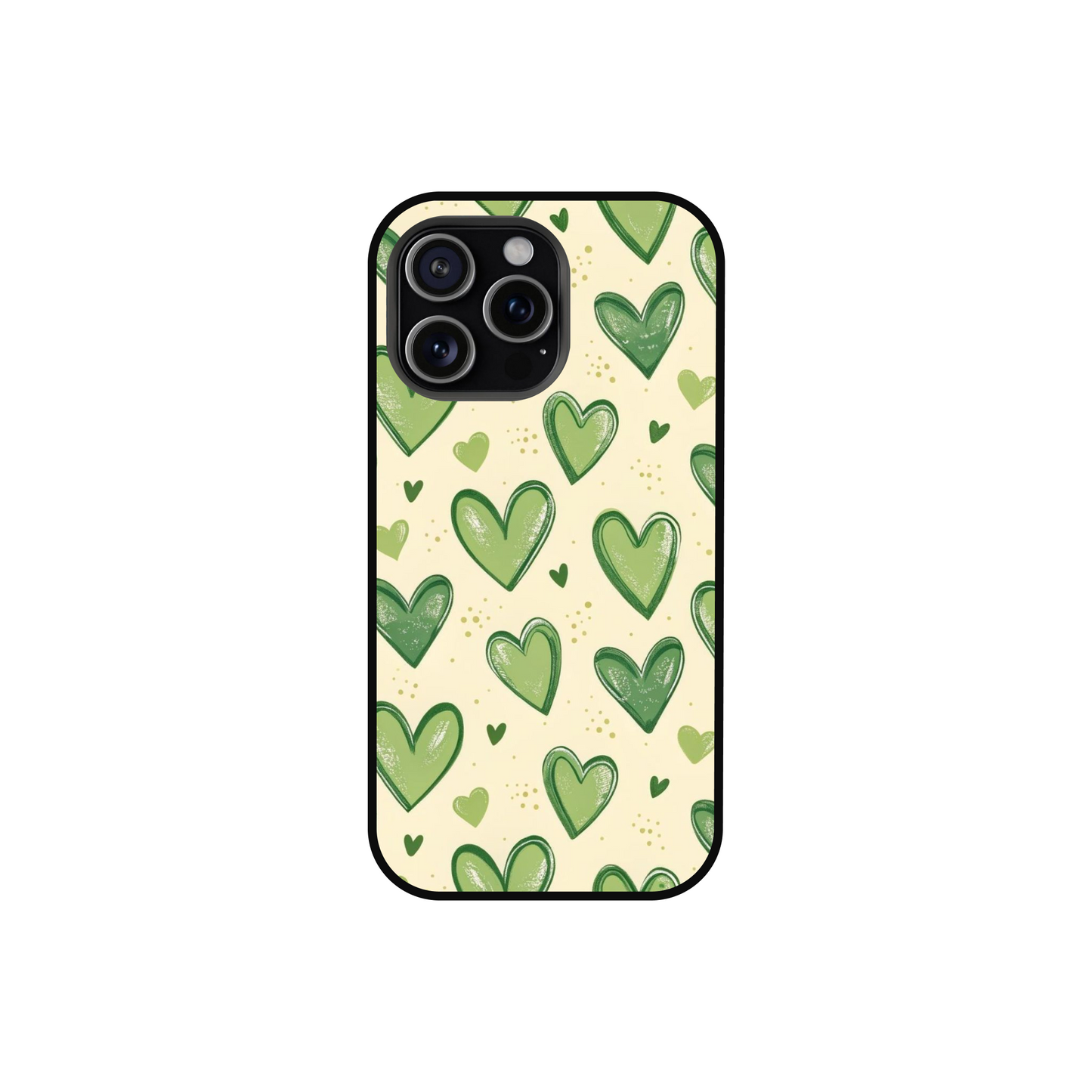 Sketched Matcha Green Hearts Phone Case