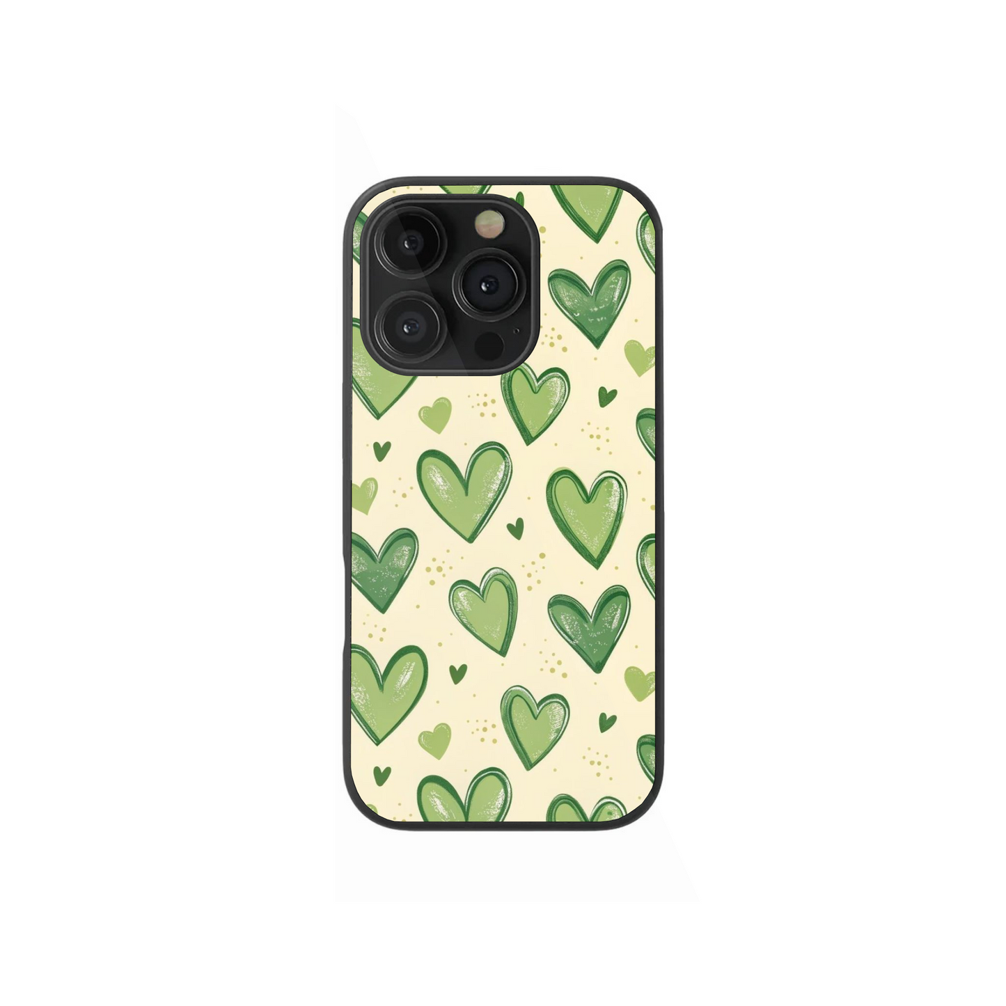 Sketched Matcha Green Hearts Phone Case