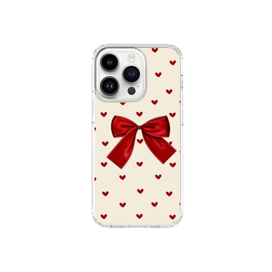 Coquette Core Red Bow & Hearts Phone Case