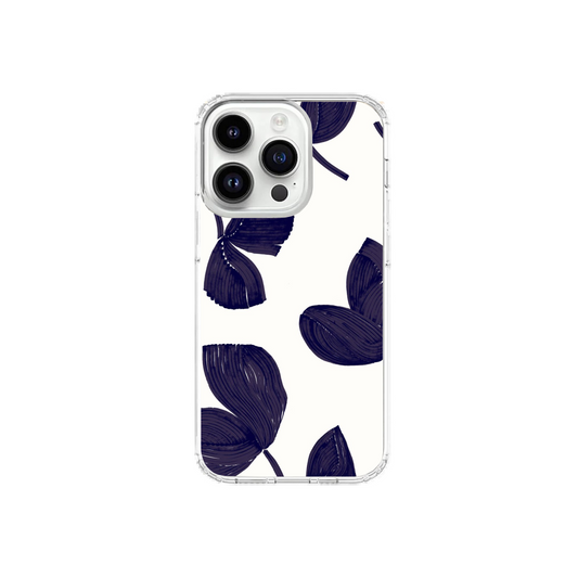 Navy Brushstroke Leaves Phone Case
