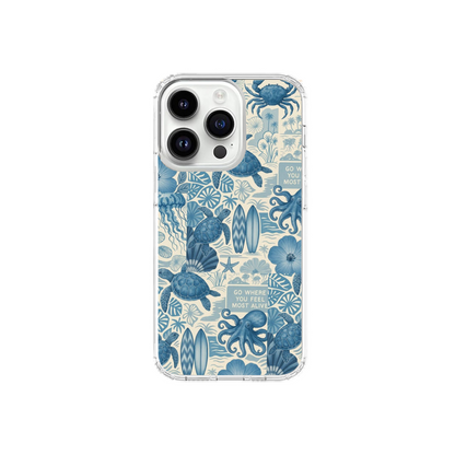 Blue Coastal Nautical Toile Phone Case