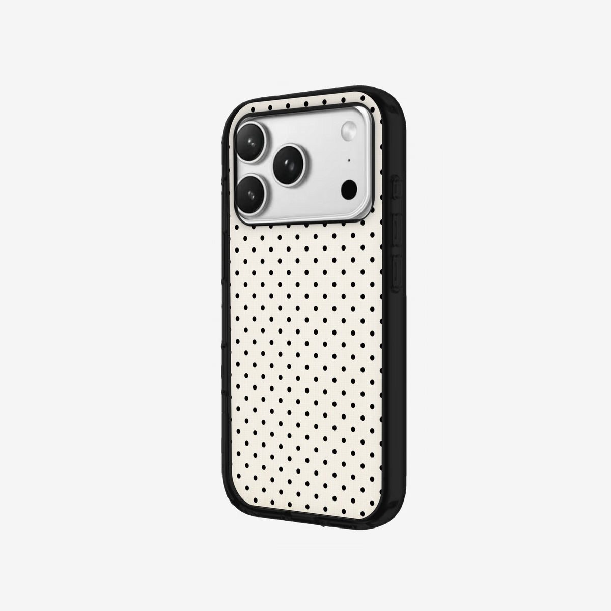 Ivory Dots - Black Silicone angled