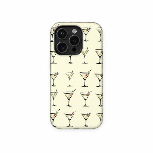 Cream Martini Print Phone Case front view
