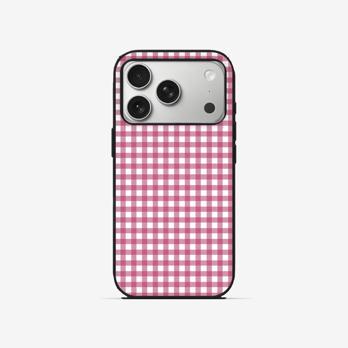 Pink Gingham - Black Silicone