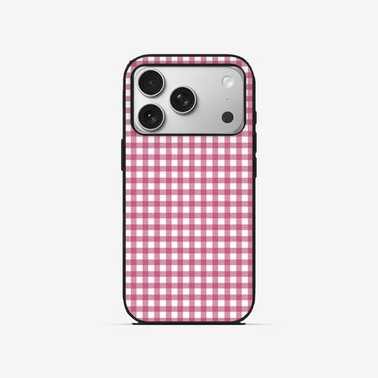 Pink Gingham - Black Silicone