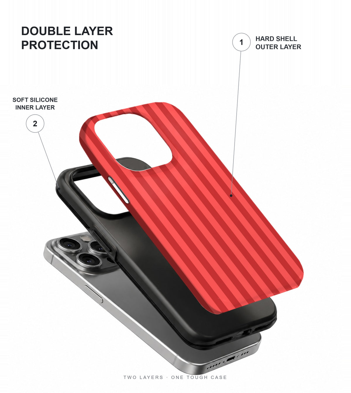 Red Pinstripe Phone Case double layer protection