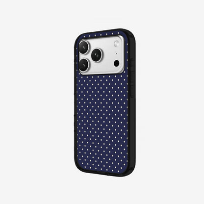 Navy Dots - Black Silicone angled