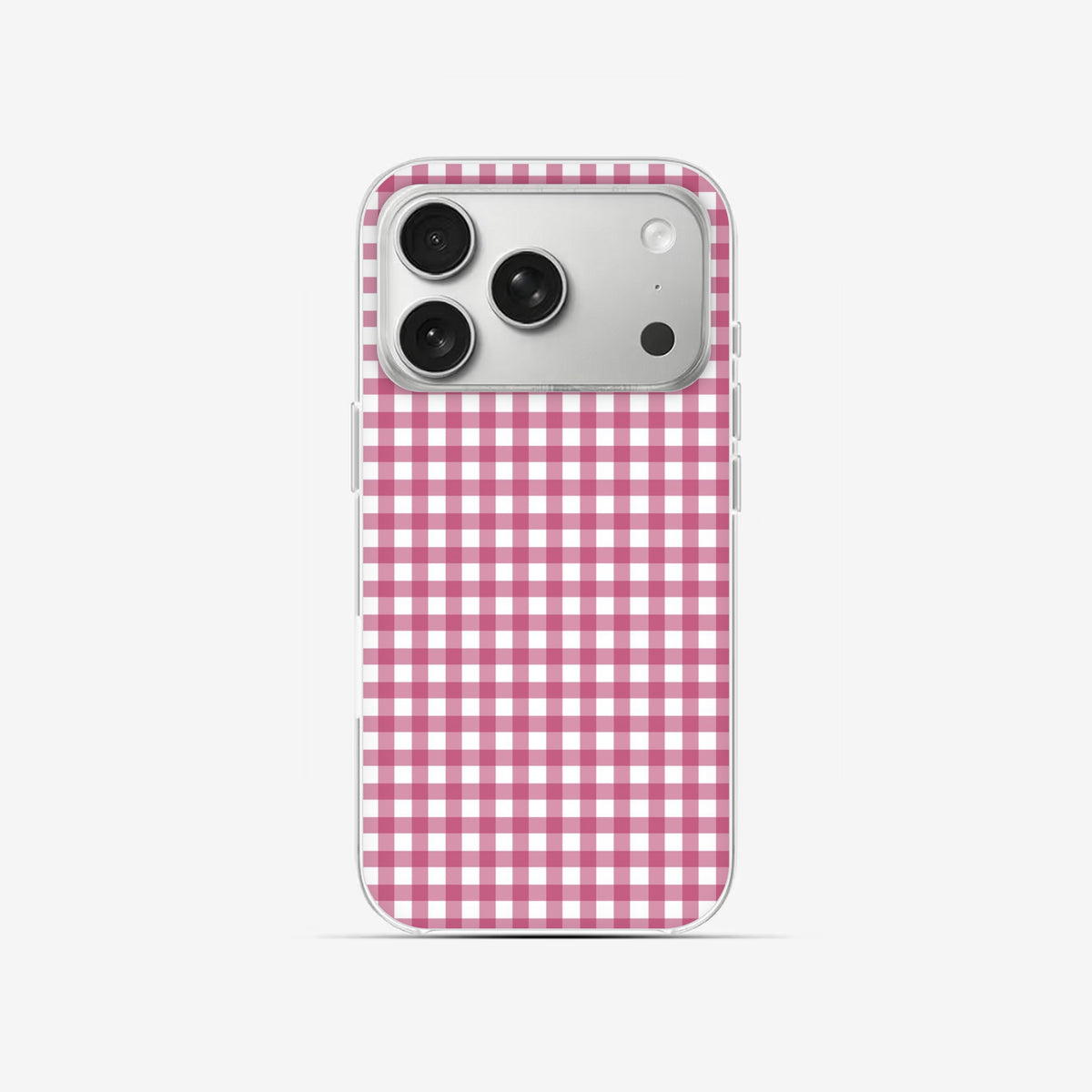 Pink Gingham - Clear Silicone