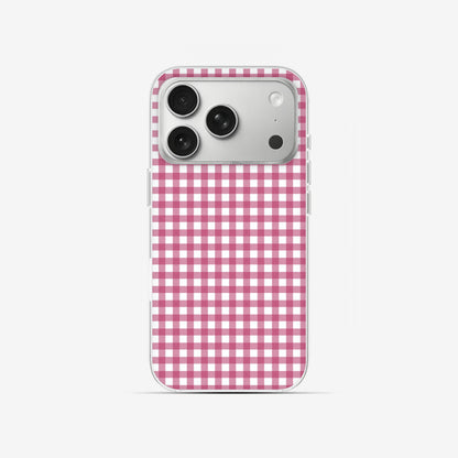 Pink Gingham - Clear Silicone