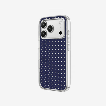 Navy Dots - Clear Silicone angled
