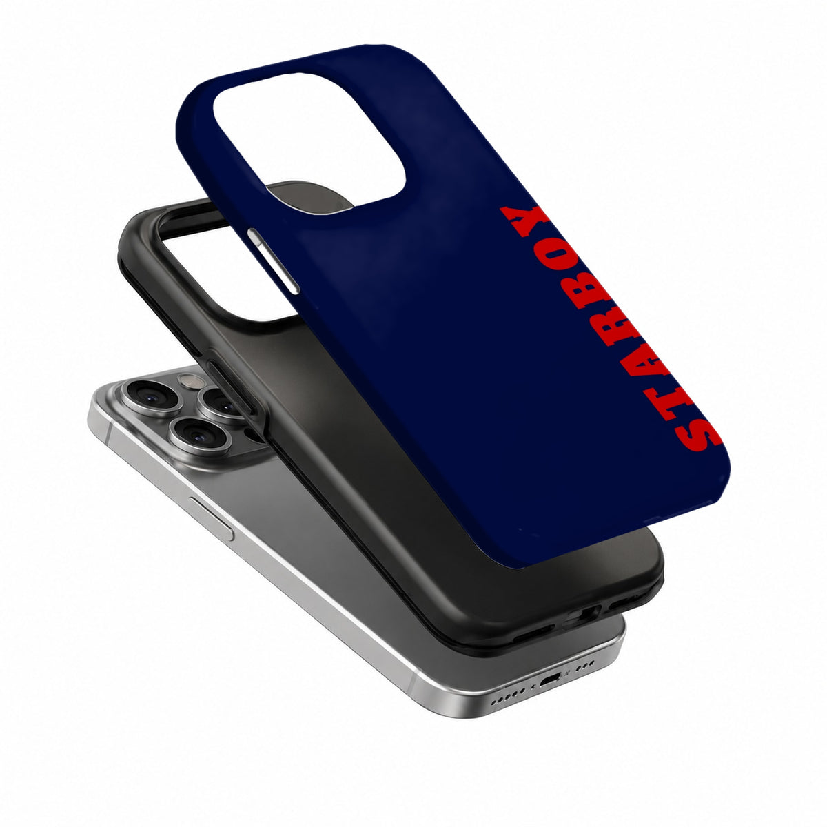 Navy Red Statement Text Phone Case layered view