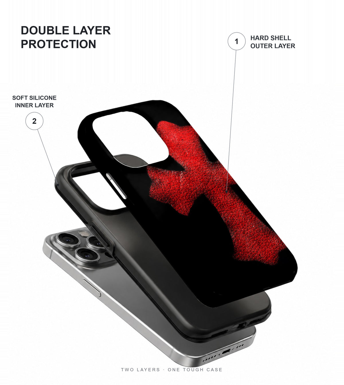 Red Gothic Cross Phone Case double layer protection