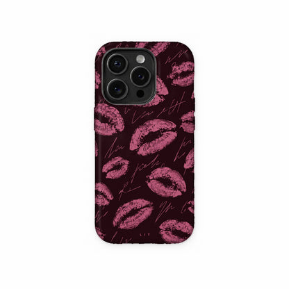 Pink Kiss Scribble Phone Case front view