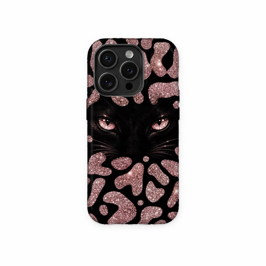 Black Panther Eyes Glitter Phone Case front view
