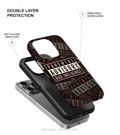 Bad Influence Warning Label Phone Case double layer protection