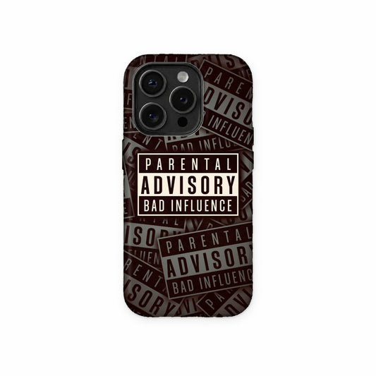 Bad Influence Warning Label Phone Case front view