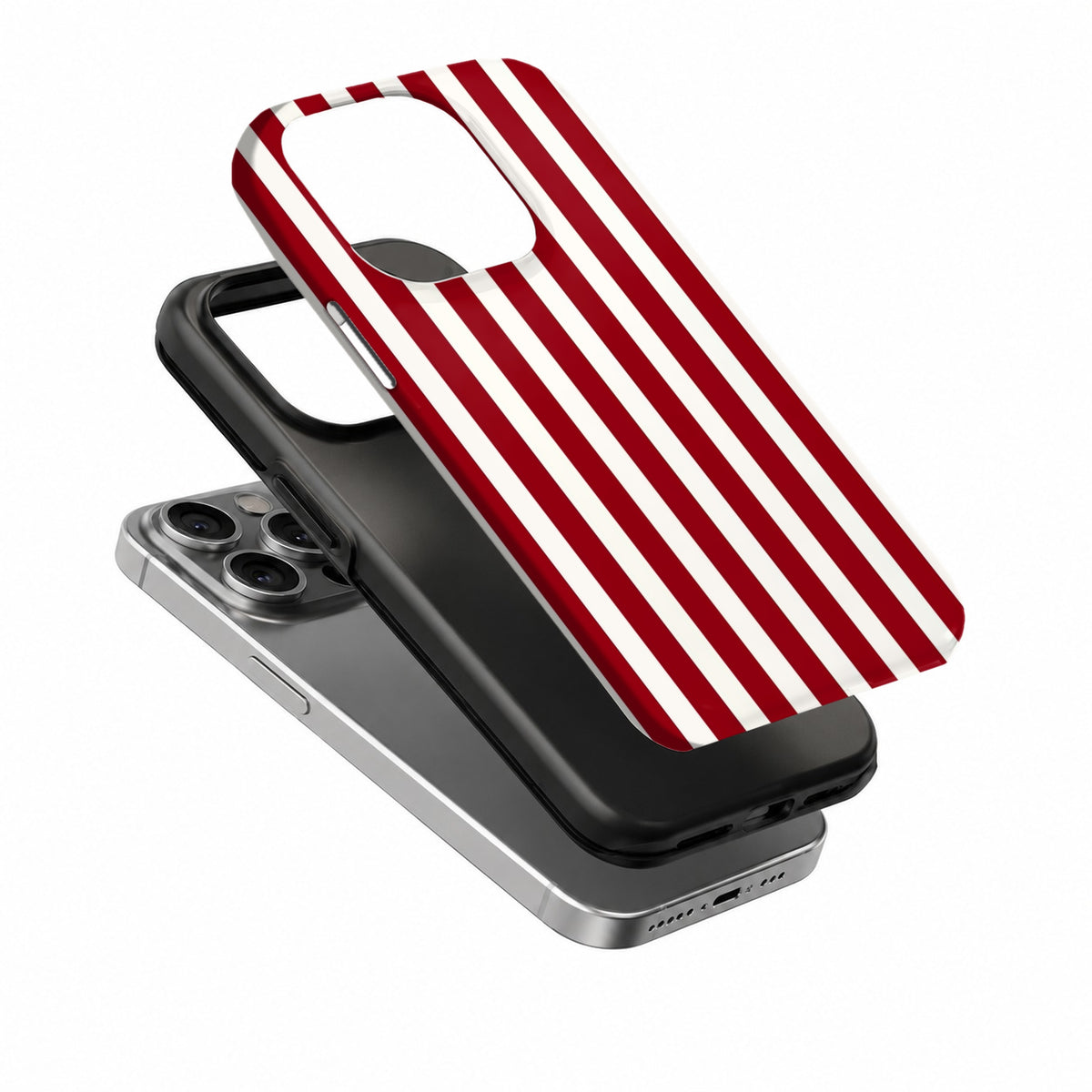 Red Candy Stripe Phone Case layered view