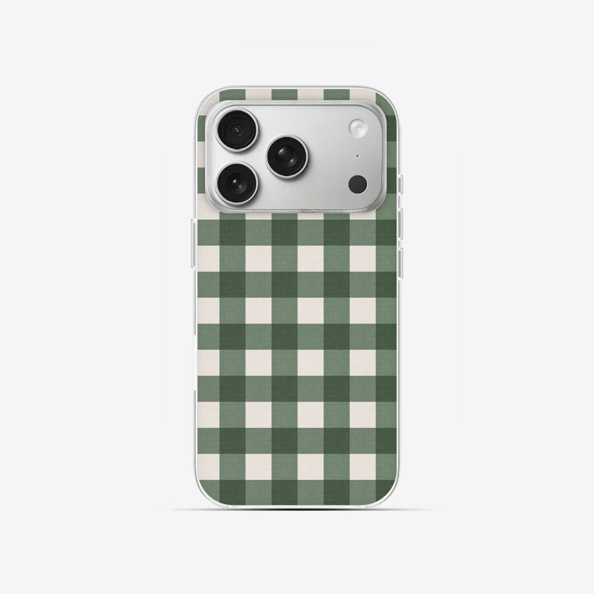 Sage Gingham - Clear Silicone