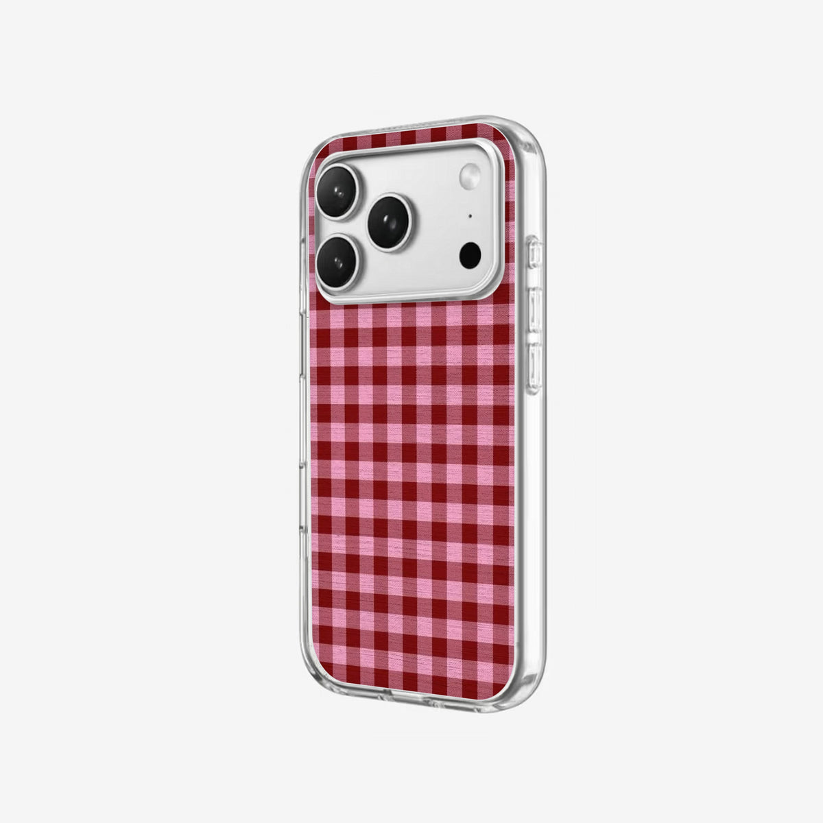 Cherry Gingham - Clear Silicone angled