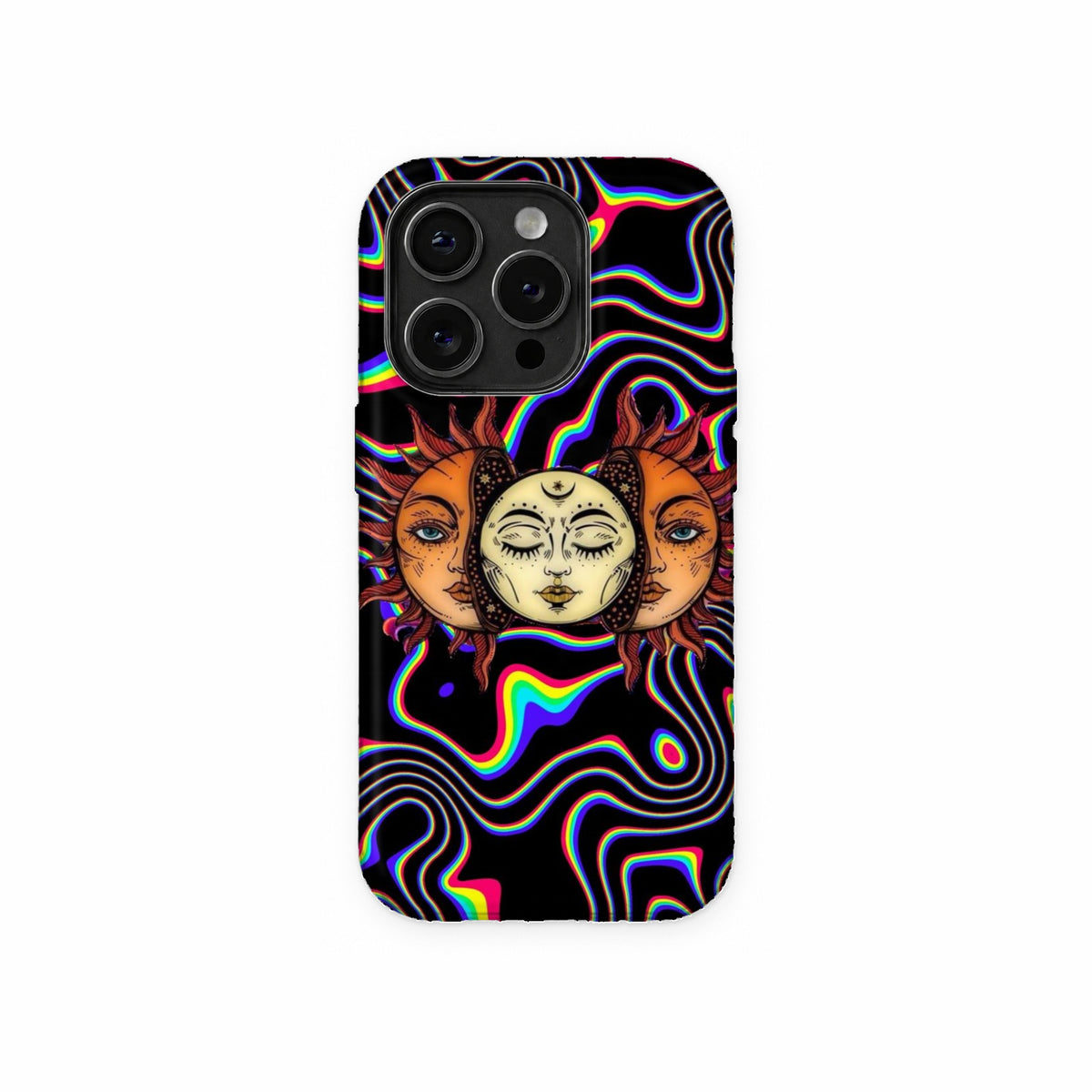 Psychedelic Sun and Moon Phone Case front view