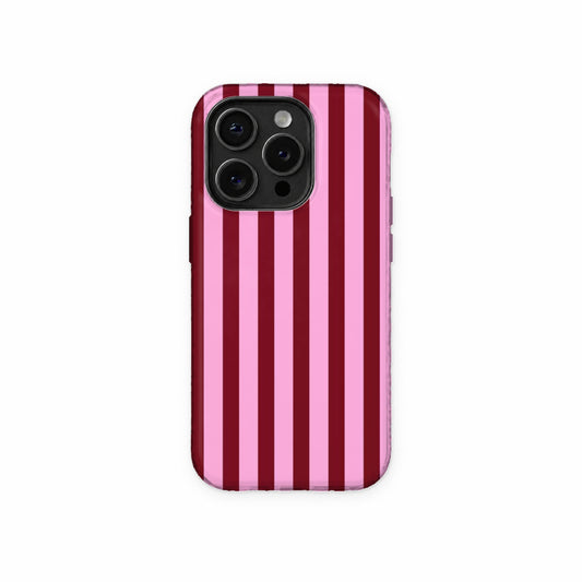 Pink Maroon Stripe Phone Case front view