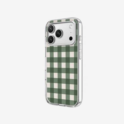 Sage Gingham - Clear Silicone angled