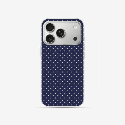 Navy Dots - Clear Silicone