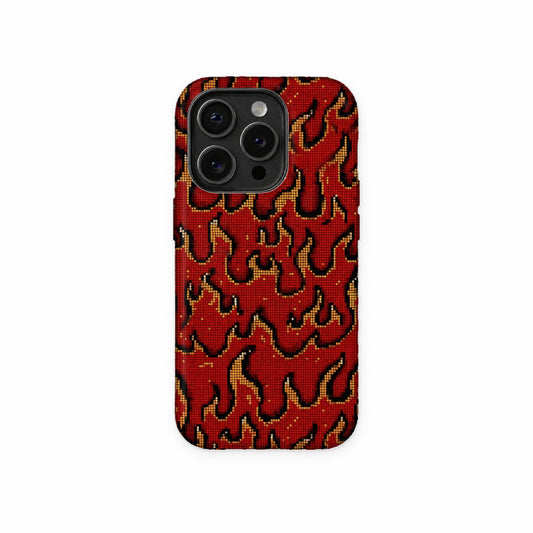 Red Flame Glitter Phone Case front view