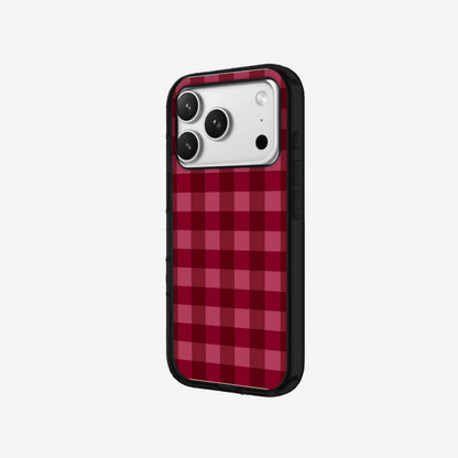 Wine Plaid - Black Silicone angled