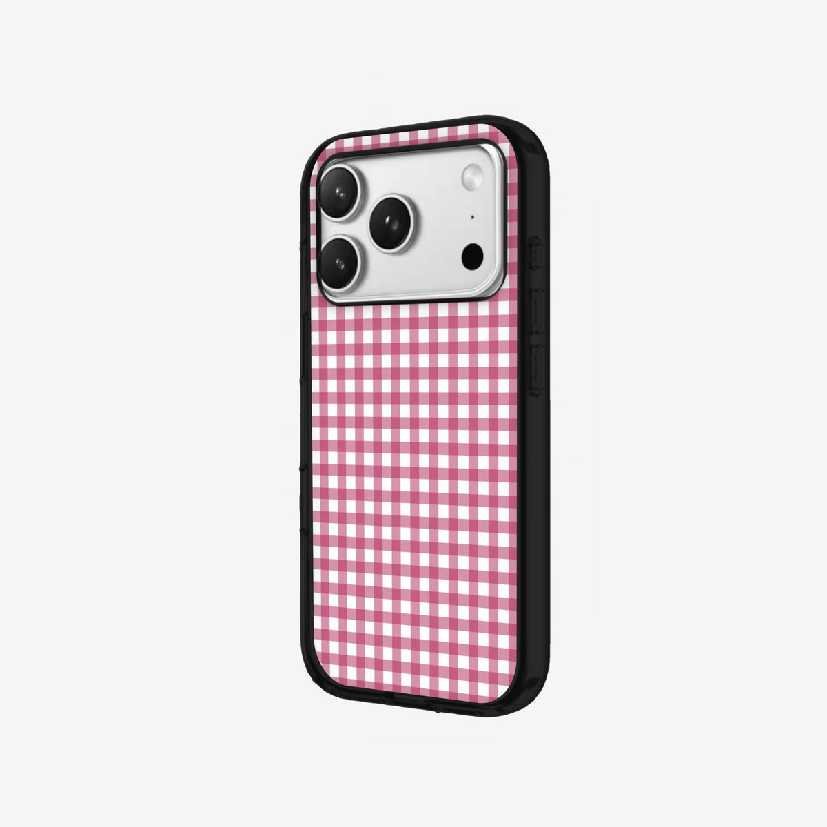 Pink Gingham - Black Silicone angled