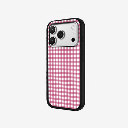 Pink Gingham - Black Silicone angled