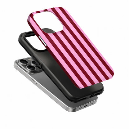 Pink Maroon Stripe Phone Case layered view