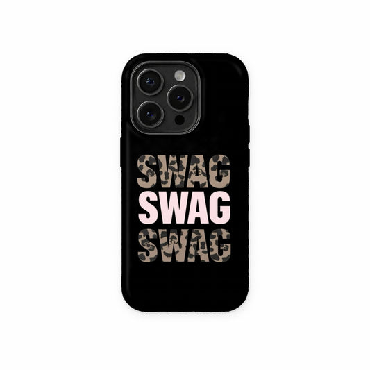 Swag Leopard Text Phone Case front view