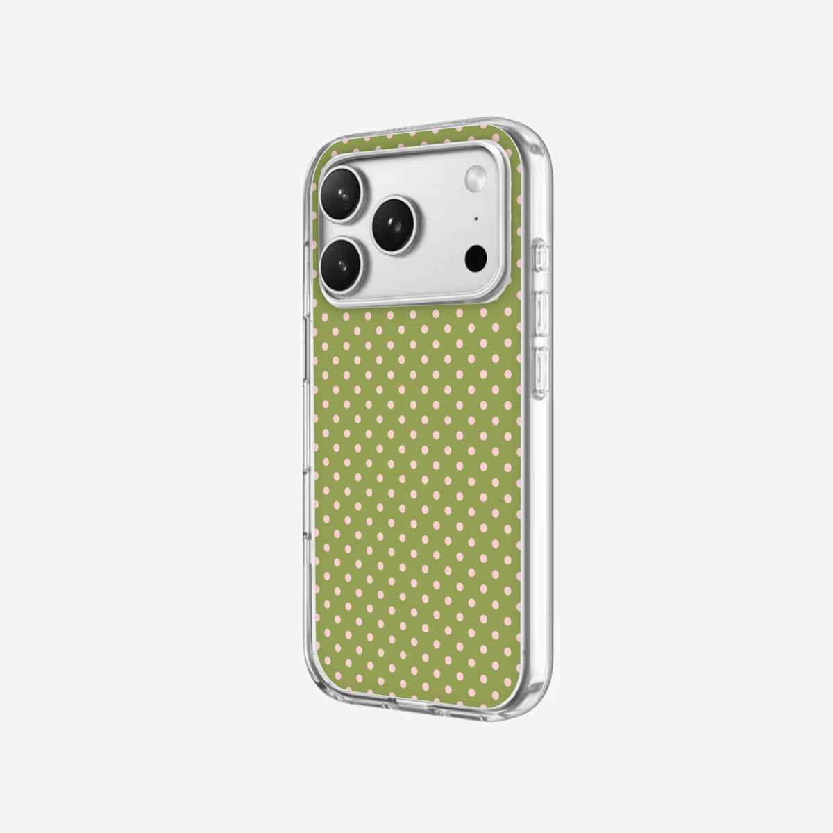 Olive Dots - Clear Silicone angled