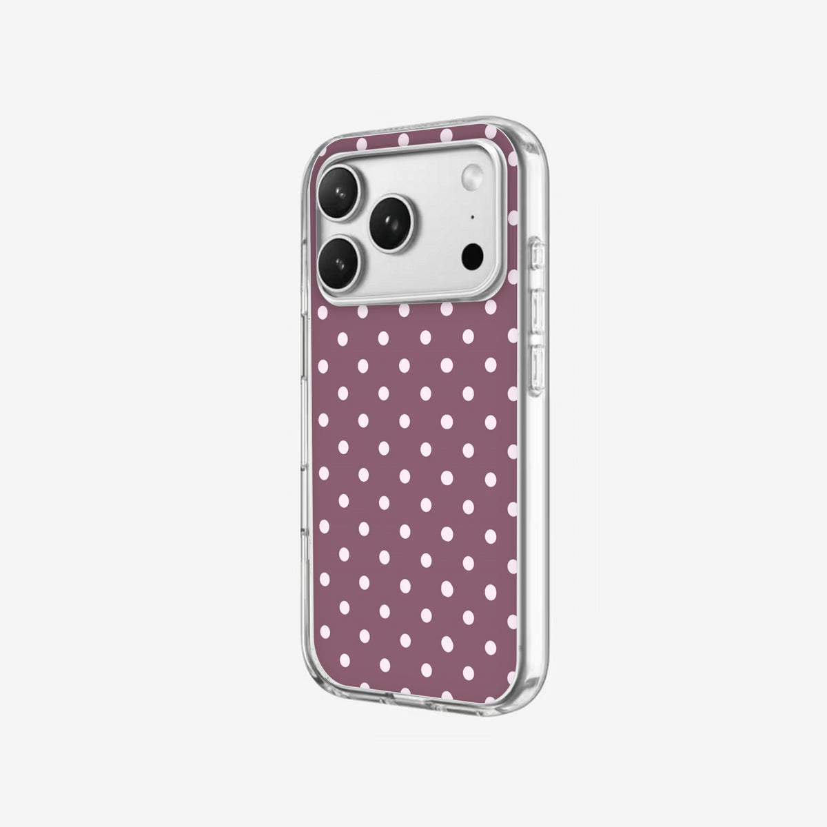 Plum Dots - Clear Silicone angled