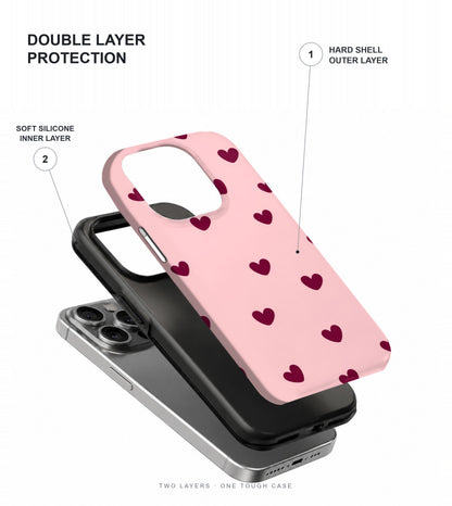 Pink Mini Hearts Phone Case double layer protection