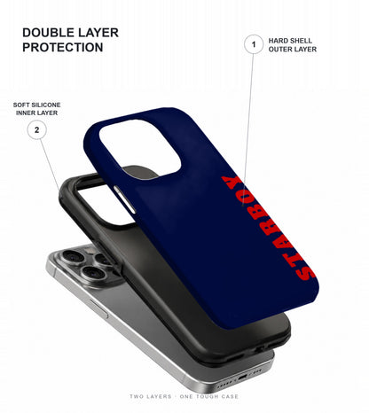 Navy Red Statement Text Phone Case double layer protection