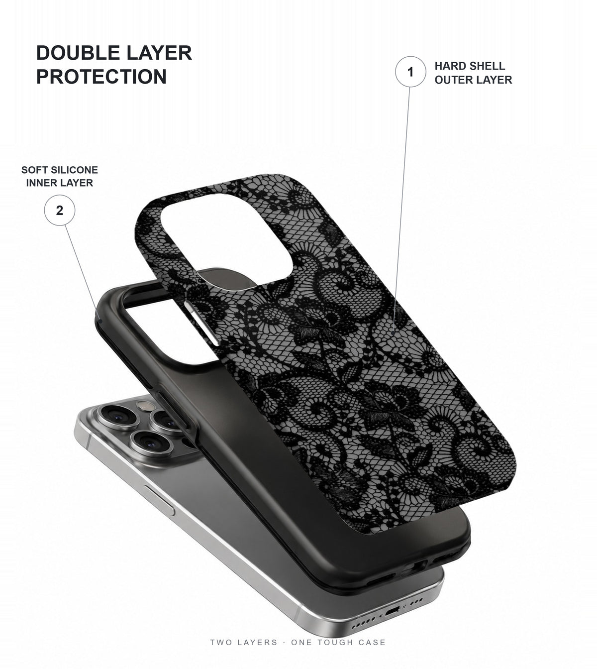 Black Lace Phone Case double layer protection